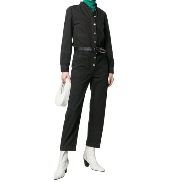 ba&sh Pants - BA&SH Valentine Ruffled Black Denim Jumpsuit NWT